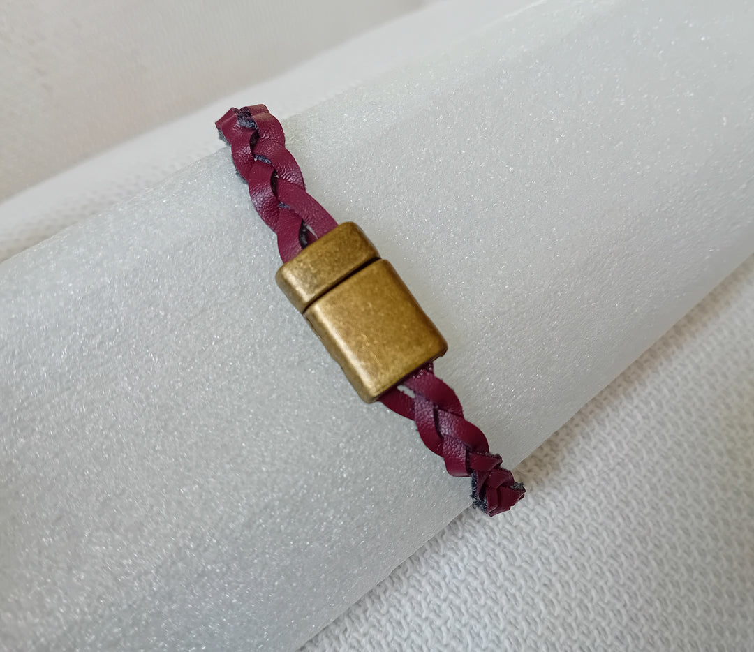 Bracelet tressé bordeaux