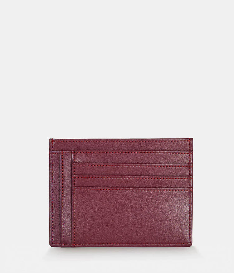 Porte-carte bordeaux en cuir vegan 