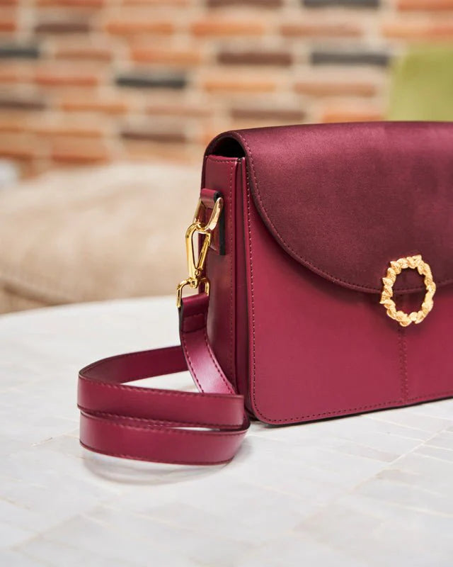 Sac à main bandoulière bordeaux en cuir vegan pour femme