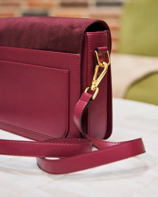 Sac à main bandoulière bordeaux en cuir vegan pour femme