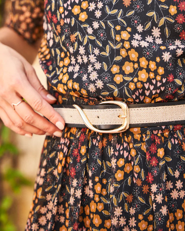 Ceinture vegan femme bi-colore noir et blanche 