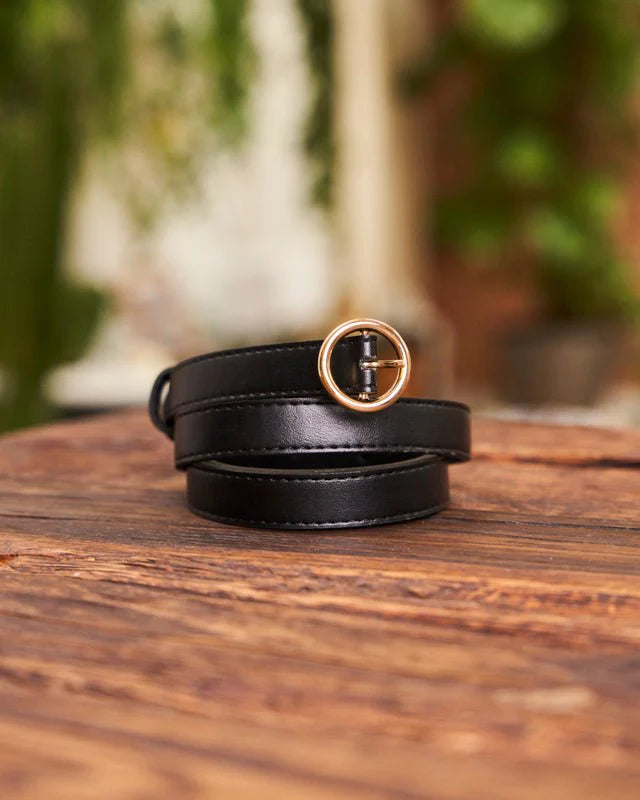 Ceinture en cuir vegan femme en noir 