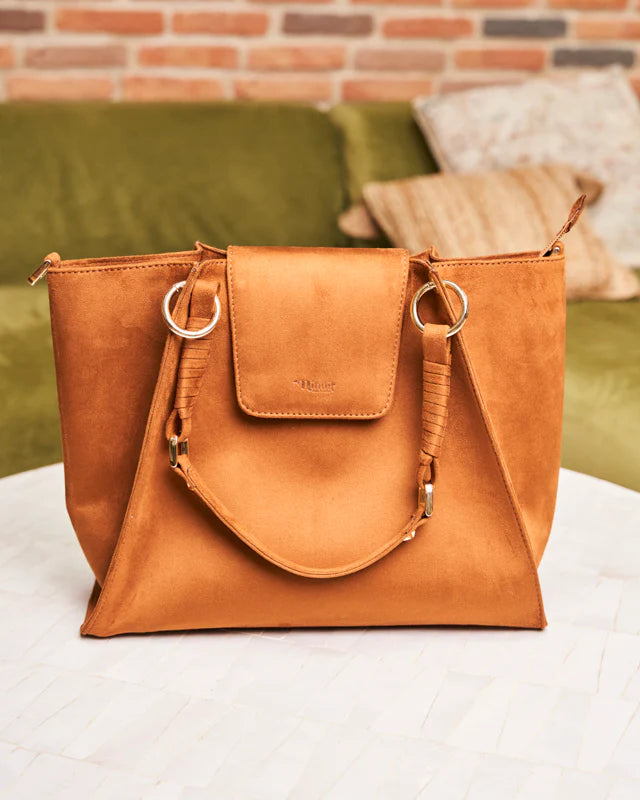 Sac à main caramel  en cuir vegan pour femme