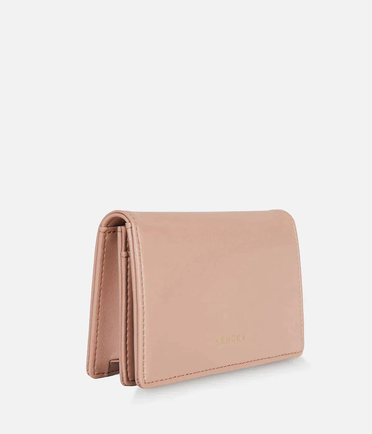 Petit porte-monnaie nude en cuir vegan 