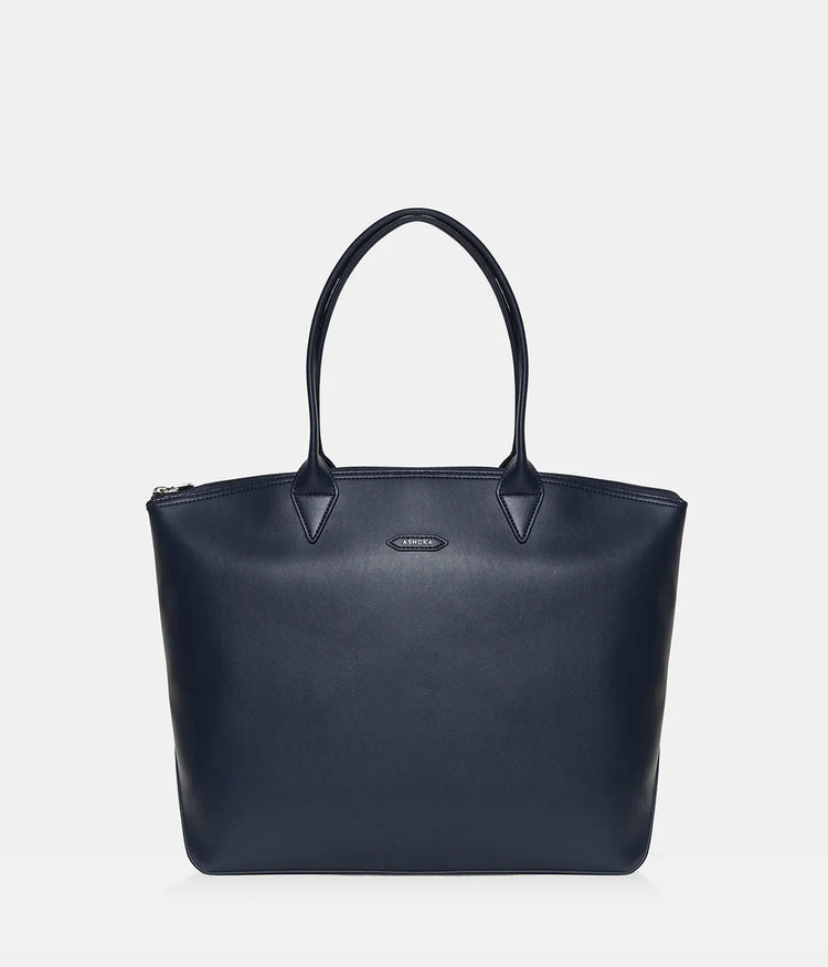 Grand sac à main bleu marine en cuir de pomme pour femme