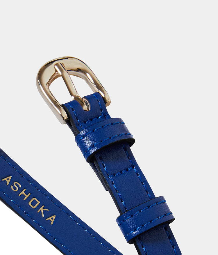 Ceinture bleu femme en cuir vegan