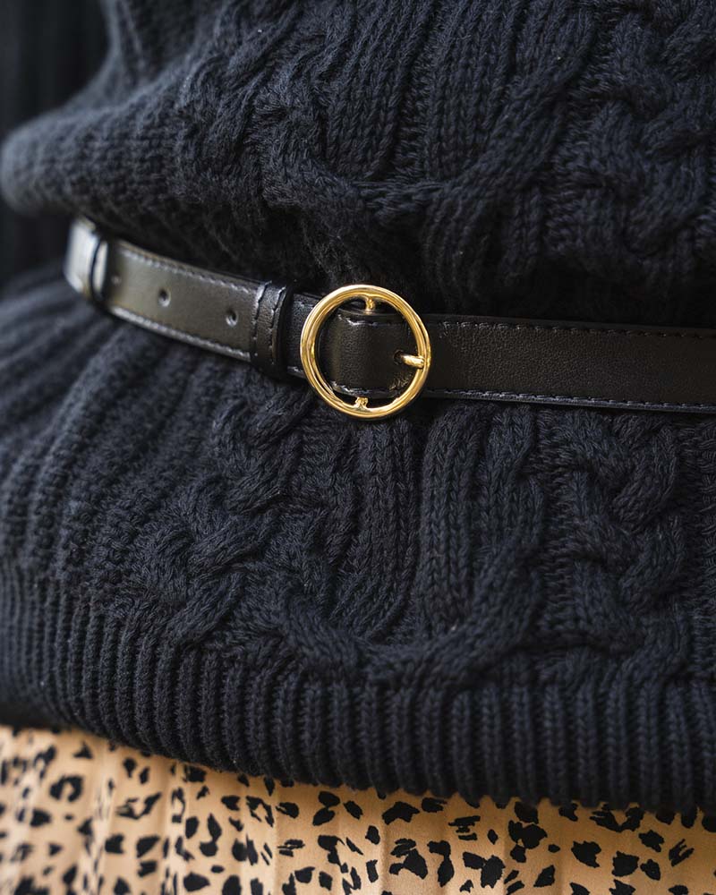 Ceinture en cuir vegan femme en noir 