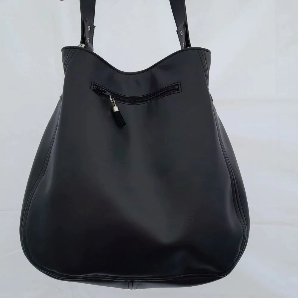 Sac fourre-tout noir femme vegan en cuir de rainsin