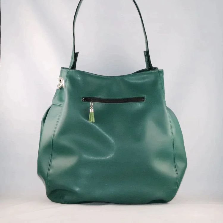 Sac fourre-tout vert femme vegan de dos